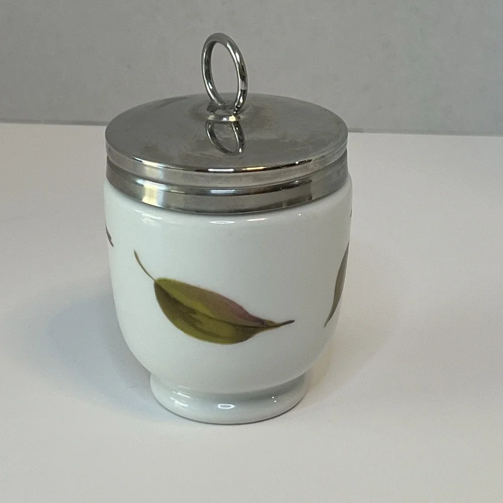 Vintage Royal Worcester Evesham Gold king size egg‎ coddley w/lid 3 1/8 Peach